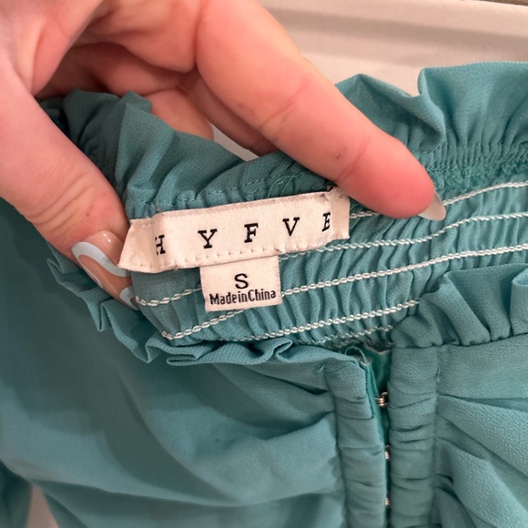 HYFVE Turquoise/Blue Long Sleeve Front Hook Crop Top - Picture 4 of 4